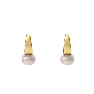 China TRENDY gold plated circle earring stud earrings C shape natural freshwater pearl drop earrings for sale