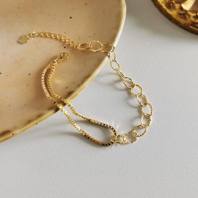 China Wholesale Vintage Jewelry Fashion 925 Sterling Silver 18k Gold Plated Chain Bracelet For Women for sale