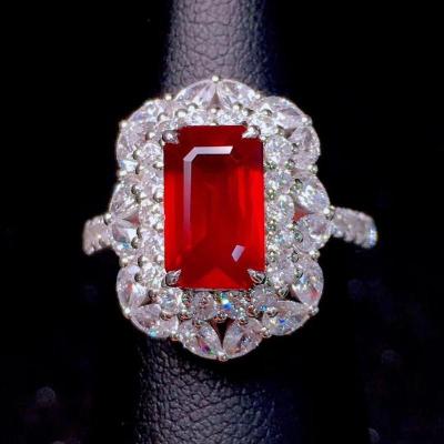 China FASHIONABLE Princess Luxury Square Pigeon Explosive Christmas 18k Gold Jewelry Blood Red Plated Ladies Ring for sale