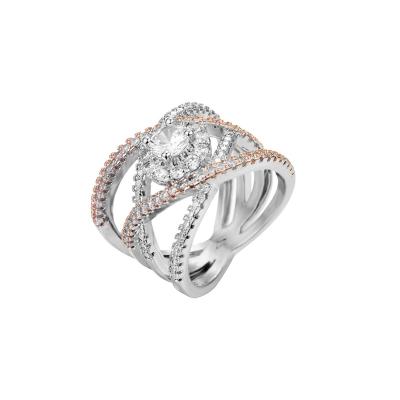 China New WISH FASHIONABLE Hot Selling Creative Rose Gold Color Separation Cross Zircon Engagement Jewelry Women Rings for sale