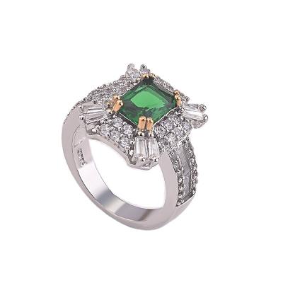 China Vintage Christmas WISH Hot Selling Jewelry Woman Ring Micro-Inlaid Princess Christmas Green Square Zircon and New Year Party for sale