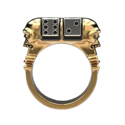 China Creative Skull Dice Punk Two Color Rotation Ring for sale