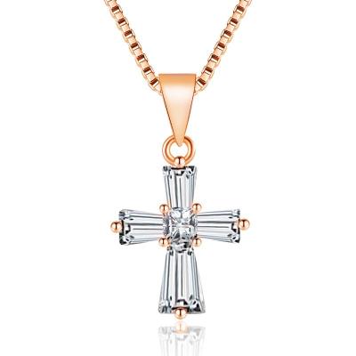 China CLASSIC Wholesale Personality Creative Cross Chain Square Cut Diamond Pendant 3A Zircon Jesus Faith Cross Clavicle Necklace Pendant for sale