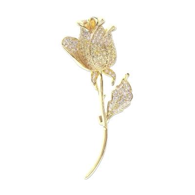 China New copper tulip temperament high-end luxury fashion micro-inlaid decorative costume coat accessories brooch for sale