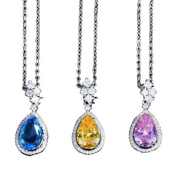 China OEM/ODM CLASSIC Customized Wholesale Colorful Gemstone Drop Pear Shape Necklace Earrings Jewelry Set for sale