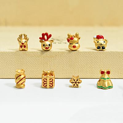 China DIY Jewelry Making Place Gold Christmas Tree Reindeer Bear 3D Snowflake Paint Matching Christmas Ornaments DIY for sale