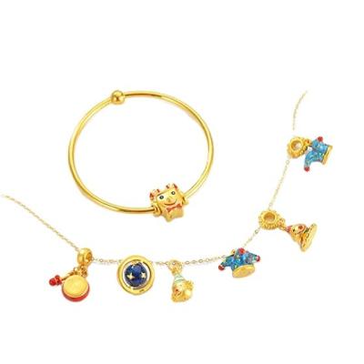 China DIY Jewelry Making Christmas Gold Plated Gift Magic Clown Transfer Bead Dream Planet DIY Bracelet Pendant Necklace for sale