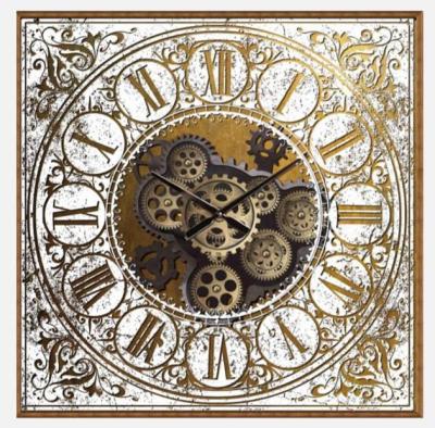 China New Arrival Style Vintage Design Metal Cog Gear Antique Wall Clocks With Moving Gears For Home Decoration for sale