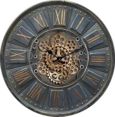 China Antique Style New Arrival 70 Cm Round Decorate Metal Wall Clock With Moving Gears For Home Office Decoration for sale