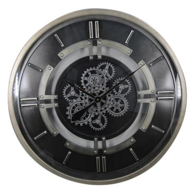 China Factory Hot Sale Antique New Arrival Style Design Gear Wall Clock Decor Home With Gears Iron Metal Moving Hardware for sale