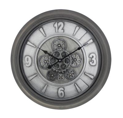 China New Arrival 50cm Style Antique Round Decorate Metal Wall Clock With REAL Moving Gears For Home Office Decoration for sale