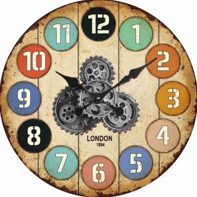 China Real antique style moving metal gears wall clock with gears for living room office decoration for sale