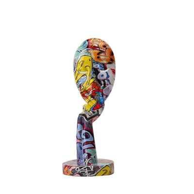 China Modern Colorful Human Lady Face Resin Sculpture Art Europe Statue Meditator Abstract Figurine for sale