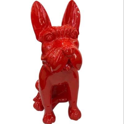 China Europe Modern Abstract Red Dog Sculpture Statue Resin Ornaments For Office Home Decoration for sale