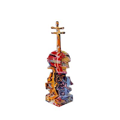 China Colorful Europe Musical Instrument Violin Guitar Resin Statues Sculptures For Home Decoration for sale