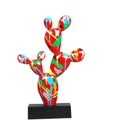 China Europe hot sale cactus design art resin sculpture for garden ornaments for sale