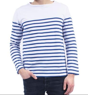 China French Market Plus Size Multiple Color 100% Cotton Long Sleeve Striped Plus Size Mens T Shirts for sale