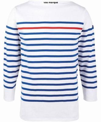 China 100% Striped Navy Blue Anti-Pilling Stripe White Cotton Men's Long Sleeve Crewneck Top T-Shirt for sale