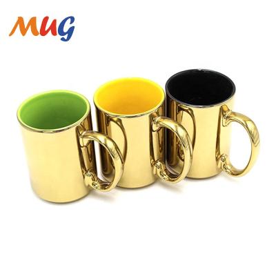 China Viable Bestsellers Sublimation Blanks Gold Plating Ceramic Coffee Mug for sale