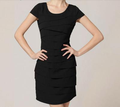 China Eco-Friendly Breathable Career Chiffon Dress , Black Casual Midi Office Dress for sale