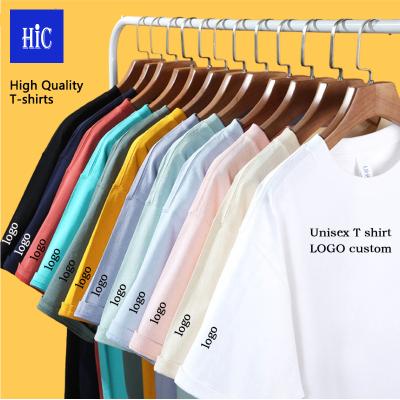 China Wholesale High Quality 220g Cotton 220g Unisex Tee Custom Made T-shirt Anti-Wrinkle HIC Printing T-shirt Blank Sports Short Sleeve Tee for sale