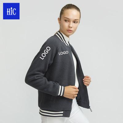 China HIC Viable Wholesale Women's 100%Polyester Full Zip Fleece Jacket Sweatshirt With Pockets Custom LOGO Printed Coat for sale