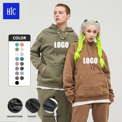 China Wholesale Unisex Casual Solid Hoodies Thermal 330g Plush 2 Piece HIC Plus Size Pants High Quality Sweatsuits Cargo Tracksuit for sale