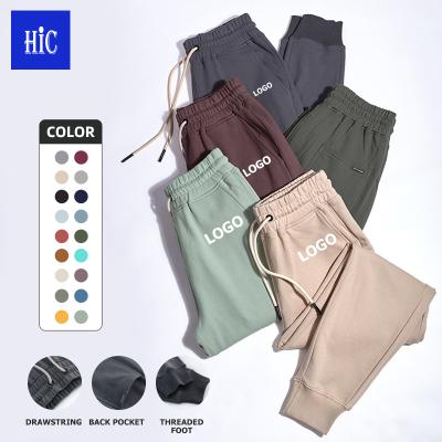 China Wholesale Heavy Weight 360g 100%Cotton Anti-Wrinkle HIC Mens Pants Custom LOGO Casual Solid Plus Size Knitted Pants for sale