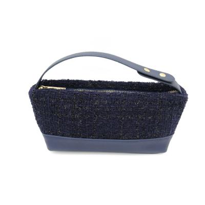 China Blue Fashion Makeup Bag Mini Cosmetic Bag Makeup Bag Blue Canvas Bag for sale