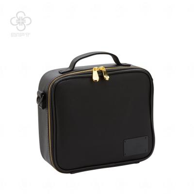 China Vintage Multilattice High Quality Leather Classification Cosmetic Bags and Cases Packaging Box Black Cosmetics Makeup Storage Boxes for sale