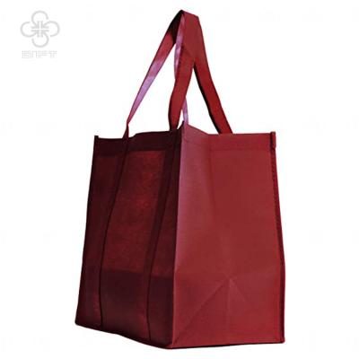 China Wholesale Portable Waterproof Foldable Shopping Bag Eco-friendly Burgundy Tote Bag Reusable Polyester Grocery Bag With Custom Printed Logo for sale