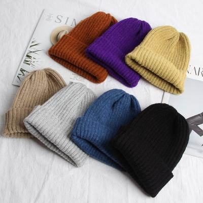 China Solid Color Elasticity COMMON Knockdown Winter Keep Beanie Women Korean Version Unisex Warm Knit Hat Skull Ski Cap for sale