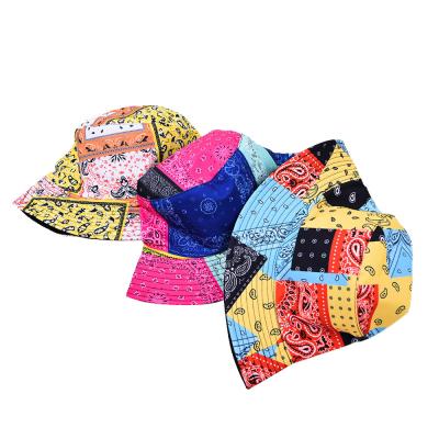 China Foldable Vintage Paisley Picture Printing Unisex Colorful Quilted Wide Bucket Hat Bob Caps Sun Visor Beach Panama Brim Print Bucket Hat for sale