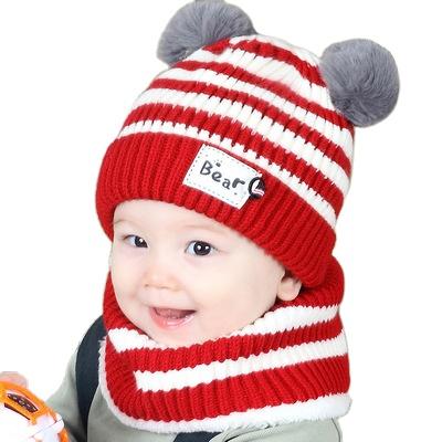 China COMMON winter warm child's hat with bulb kids wool knitted baby knits cap scraf set of hats for knitting for sale