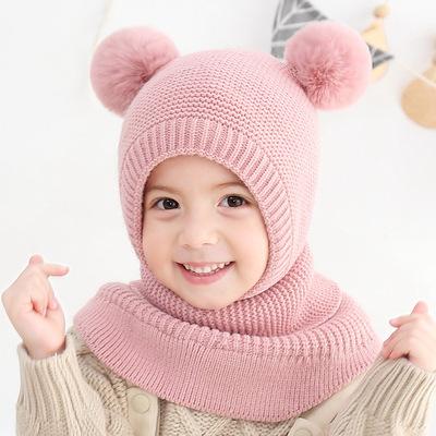 China JOINT winter warm hat with bulb kids wool knitted baby knit hats hat scraf set knit for sale