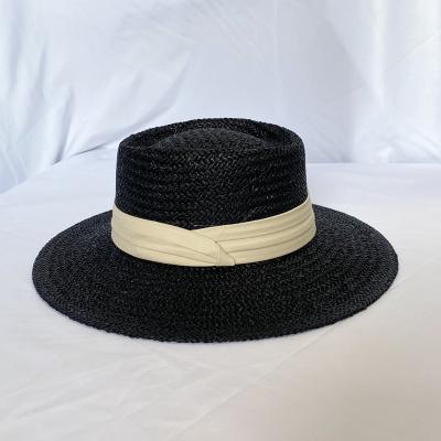 China Image Air Wide Brim With Silk Ribbon Personalized Beach Hat Straw Hat for sale