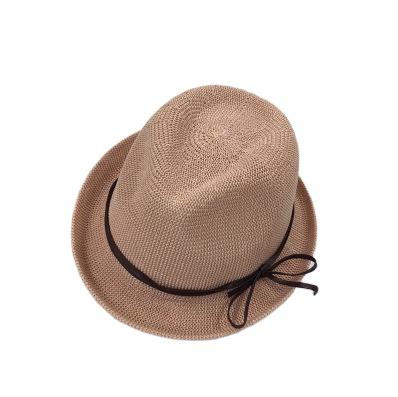 China Picture Stylish Summer Breathable Narrow Brim Knitted Straw Hat Flat Top French Beret Hat For Women for sale