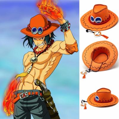 China Luffy Boxer Ace Anime Cosplay Cowboy One Piece Pirates Festival Hats Birthday Party Covers Big Fedora Hats Men Wholesale for sale