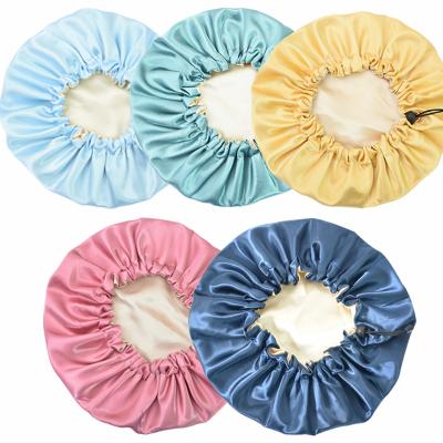 China COMMON Newly Women's Satin Night Sleep Cap Hair Care Hood Solid Sleep Cap For Men Cap Unisex Women's Bonnet De Nuit for sale