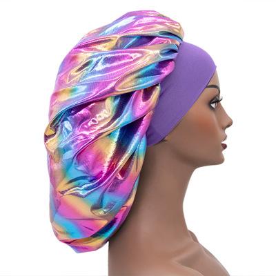 China Image Women Fashion Muslim Chemotherapy Cap Beenie Hats Colorful Silk Nightcap for sale