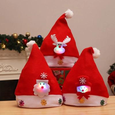 China Picture Moose Dancing Merry Christmas Hat For Kids Led Light Kids And Adult Christmas Beanie Hats Santa Claus With Decorative Light for sale