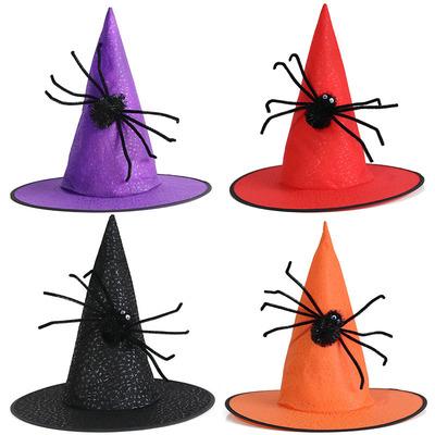 China Wholesale Halloween Top Kids Witch Hats Party Picture Gift Adult Spider Wizard Hat for sale