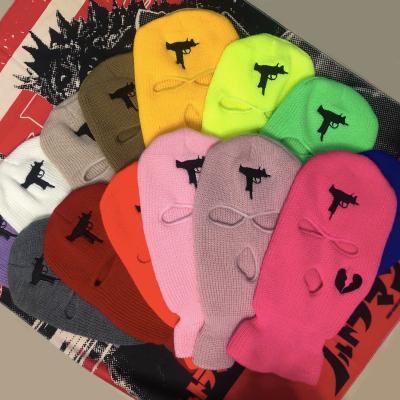 China Wholesale Custom Made Chunky Knitted Winter Full Face Balaclava Ski Mask Hat Akatsuki Full Embroidery Gun Windproof COMMON Face Beanie Hats for sale