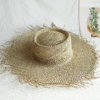 China Fashion/Personalized/Vintage/Classic/Bohemia/European/Career Natural Grass Shape Summer Hats For Women Flat Cap Straw Hat Female Straw Beach Visor Outdoor Sun Protection Brim Cavity Design for sale