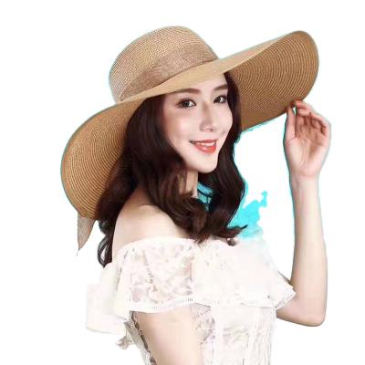 China Checked Hat for Beach Female Travel Seaside Summer Hats Large Japanese Designer Anti-ultraviolet Sun Straw Hat Cowboy for sale