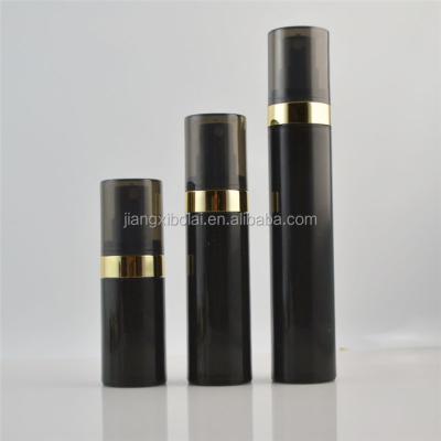 China Personal care 15ml 30ml 50ml round black acrylic airless spray bottle for wholesale for sale