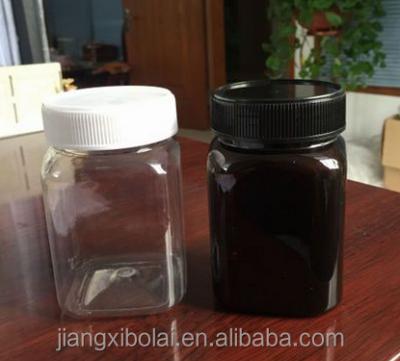 China Canned food amber and 16oz square transparent plastic jar and 500g plastic honey jar for sale