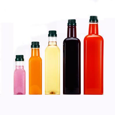 China food & Clear Plastic Cooking Oil Bottle Olive Oil Beverage Packaging 1000ml Square Bottle Lead Free for sale