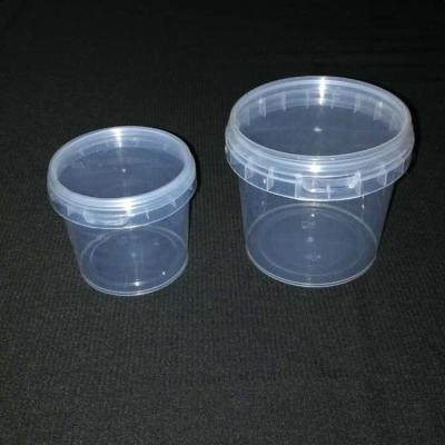 China Wholesale 250ml Small Transparent Milk Formula Grade Candy Plastic Bucket Handle With Cover for sale