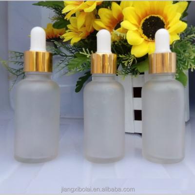 China Personal Care Dropper Bottle Essential Oil Glass Bottle Frosted Glass Cosmetic Bottle With Silver Different Collar for sale